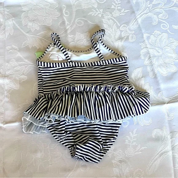 Blue & White Stripe Swimsuit for Baby Girls 18 months.